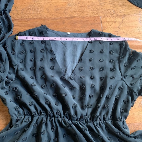 Black Swiss Dot Babydoll Blouse - Picture 10 of 13